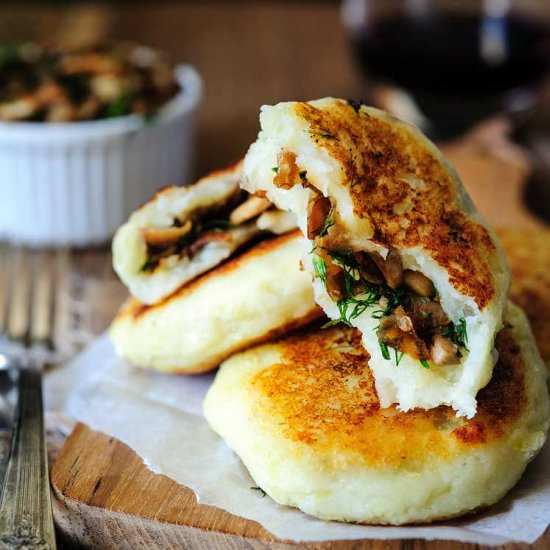 Vegan Mushroom stuffed Potato Cakes