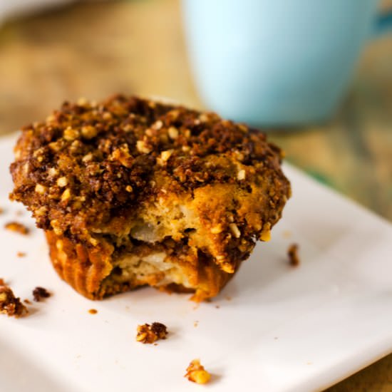 Pear Walnut Coffee Cake Muffins