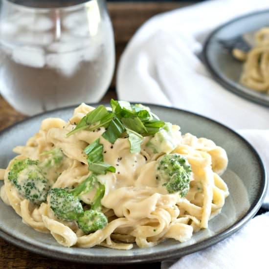 Vegan Pasta Afredo with Broccoli