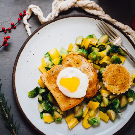 Egg Toast + Miso Brussels Sprouts
