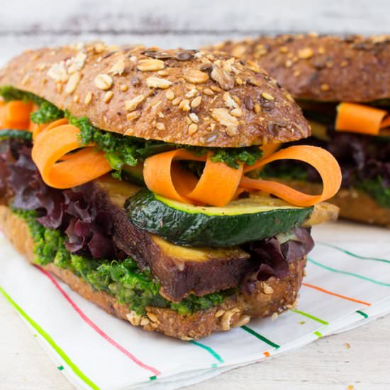 Tofu and Kale Pesto Sandwiches
