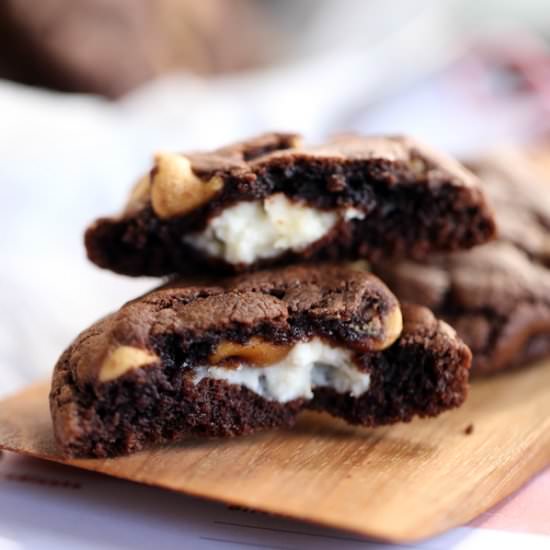 Cheesecake Stuffed Choc PB Cookies