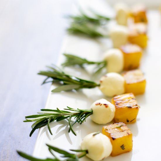 Rosemary Pineapple Mozzarella Bites