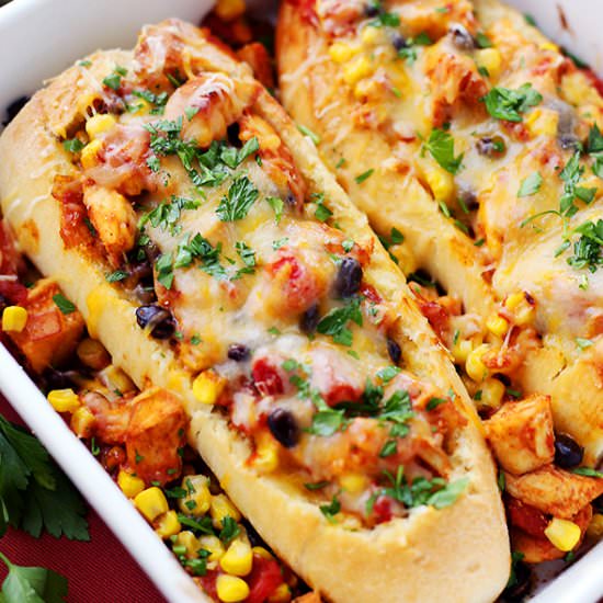 Southwestern Chicken Bread Boats