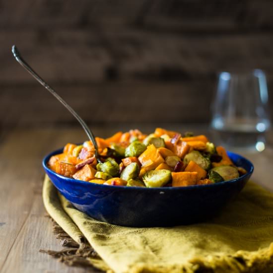 Paleo Roasted Brussels and Potatoes