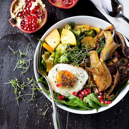 Roasted Fennel, Spinach, and Kaki Bowl