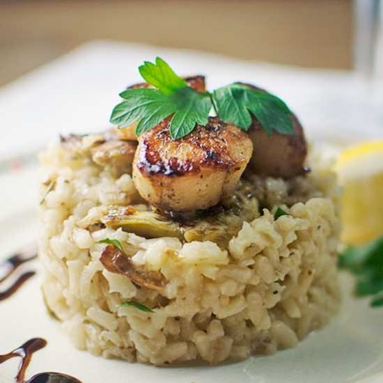 Pan Seared Scallops with Risotto