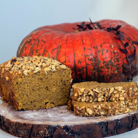 Pumpkin Bread with Walnut Topping