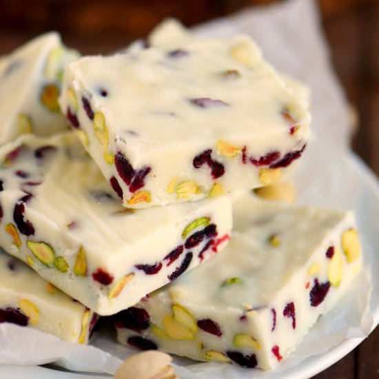 3 Minute Cranberry Pistachio Fudge