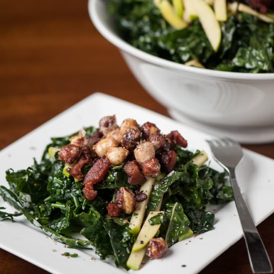 Hazelnut Kale Apple Bacon Salad