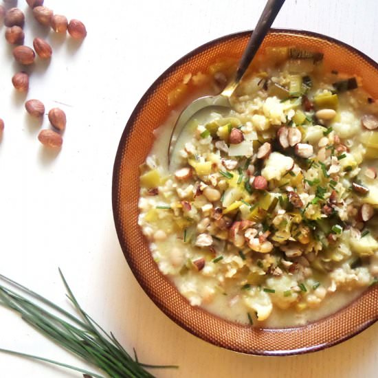 Leek Soup with Rice and Beans