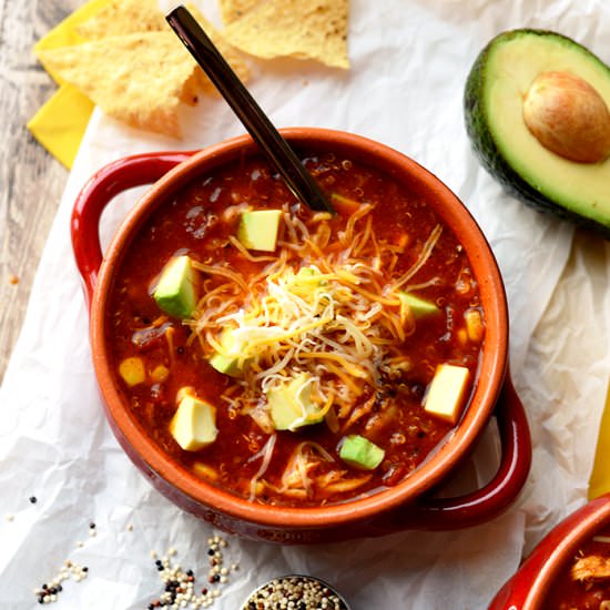 Chicken Quinoa Enchilada Soup