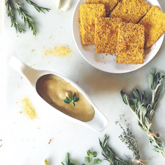 Herb Crusted Tofu & Shiitake Gravy