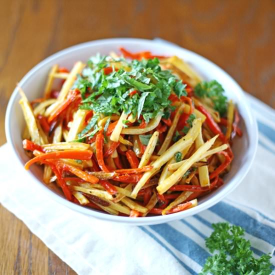 Parsnips and Carrots with Harissa