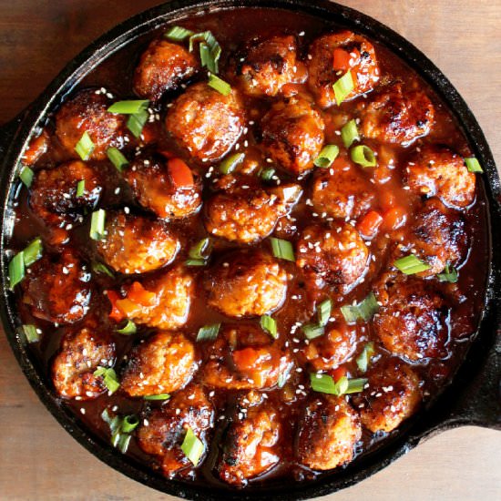 asian apple salsa meatballs