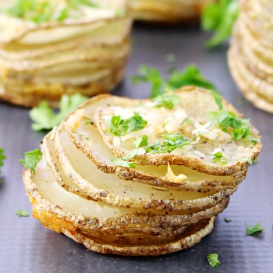 Garlic Parmesan Potato Stacks