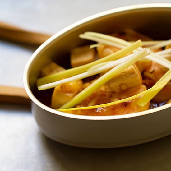 Shrimp and Tofu Stir-Fry with Leeks