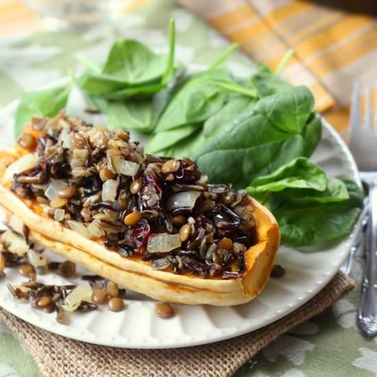 Wild Rice Stuffed Delicata Squash
