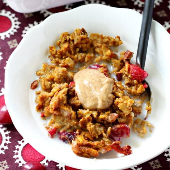 Pumpkin Cranberry Baked Oatmeal