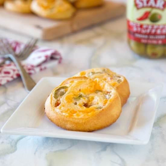 Cheesy Green Olive Pinwheels