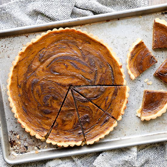 Chocolate-Swirled Pumpkin Tart