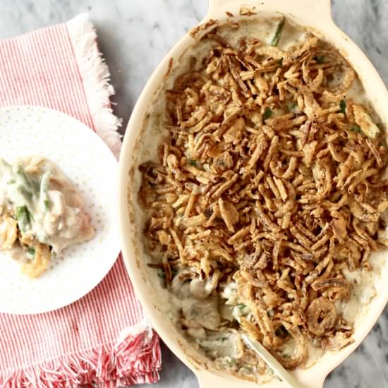 green bean casserole with bacon