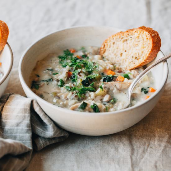 Slow Cooker Creamy Turkey Rice Soup