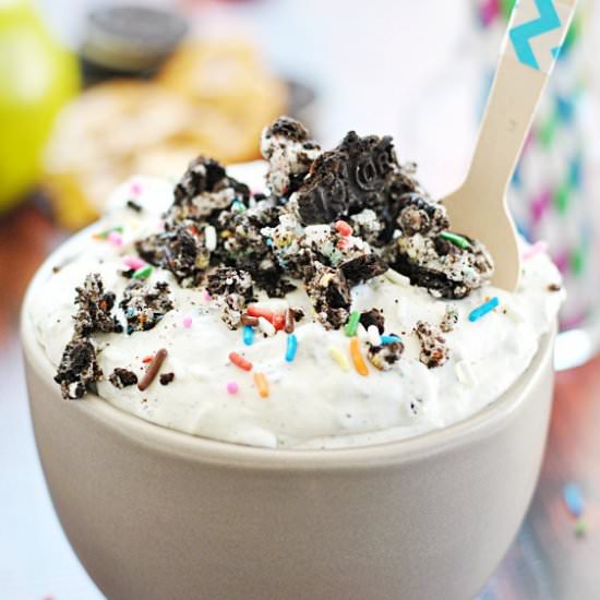 Cake Batter Oreo Cheesecake Dip