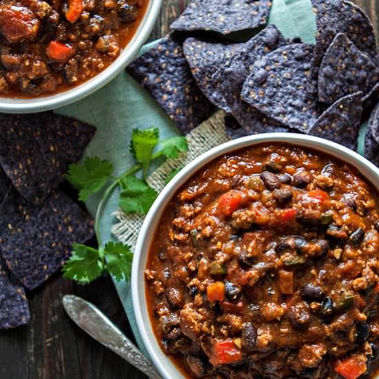 Pumpkin, Black Bean and Turkey Chili