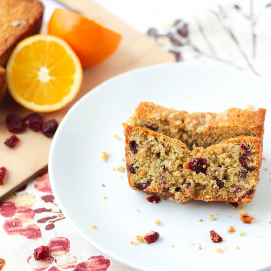 Vegan Cranberry-Orange Oatmeal Bread