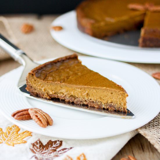 Vegan Pumpkin Pie with Pecan Crust