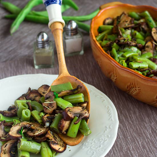 Sautéed Mushrooms with Green Beans