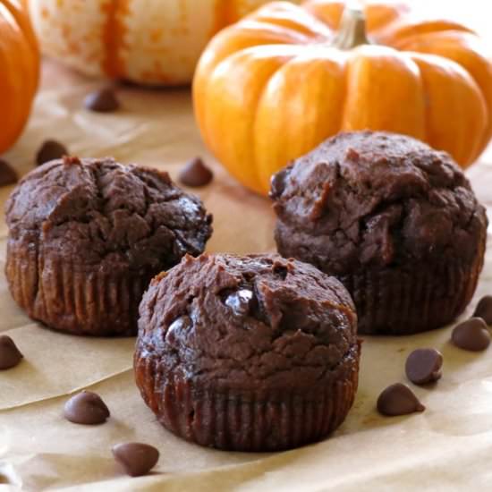 Healthy Chocolate Pumpkin Muffins