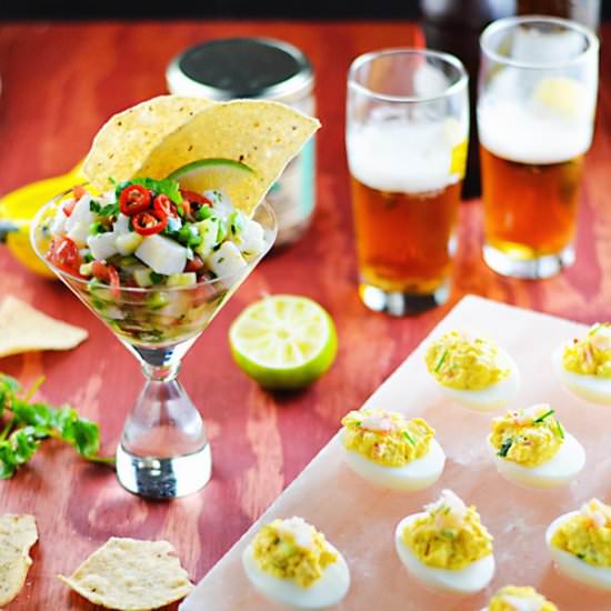 Halibut Ceviche & Crab Deviled Eggs