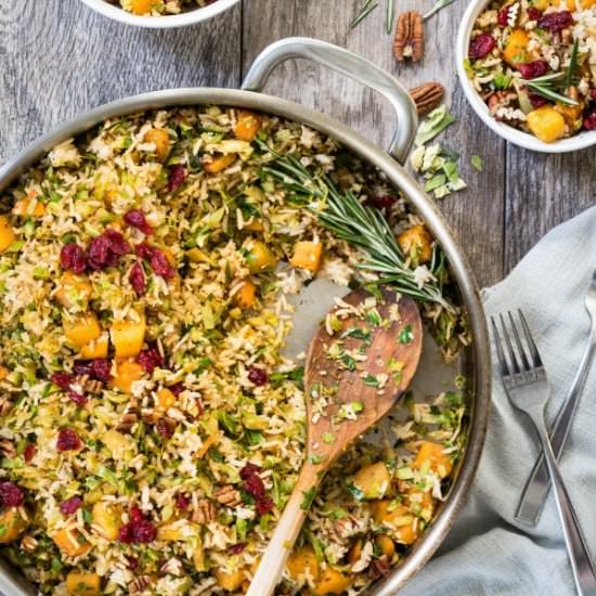 Brown rice butternut squash pilaf