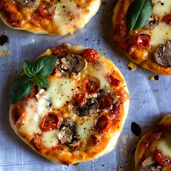 Mushroom and Tomato Mini Pizzas