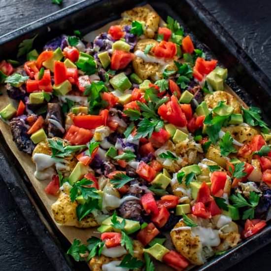SMASHED BAKED POTATOES