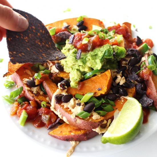 Vegan Fiesta Sweet Potato Nachos