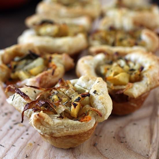Onion, Apple, and Butternut Tarts