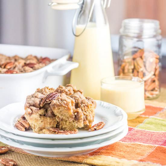 Overnight Eggnog Pecan French Toast