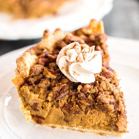Pecan Streusel Pumpkin Pie