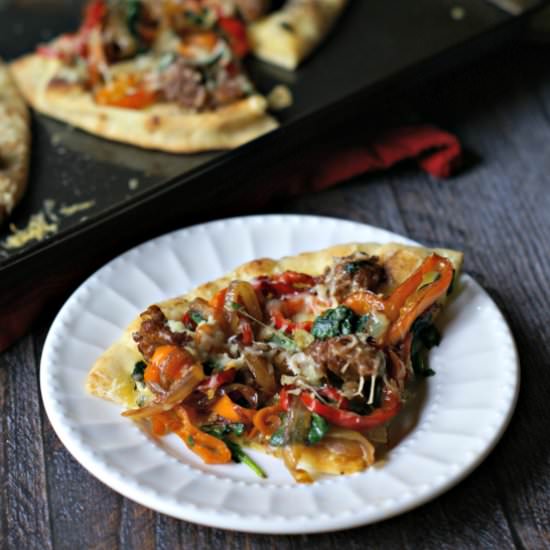 Easy Sausage & Peppers Flatbread