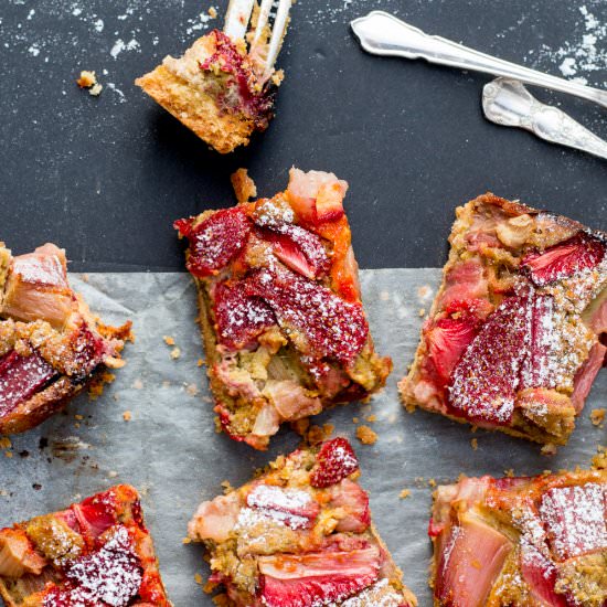 Strawberry, Rhubarb & Pistachio Bars