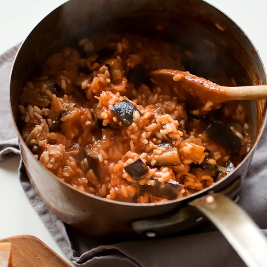Creamy Tomato Risotto with Eggplant