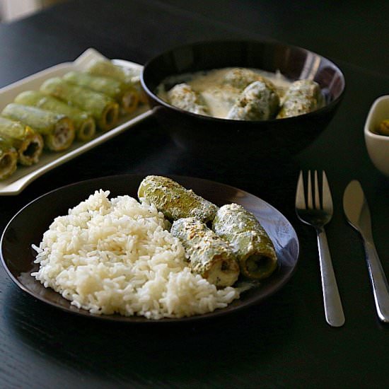 Stuffed White Zucchini in Yogurt