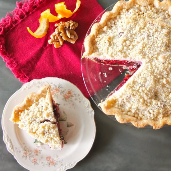 Cranberry Shortbread Crumble Pie