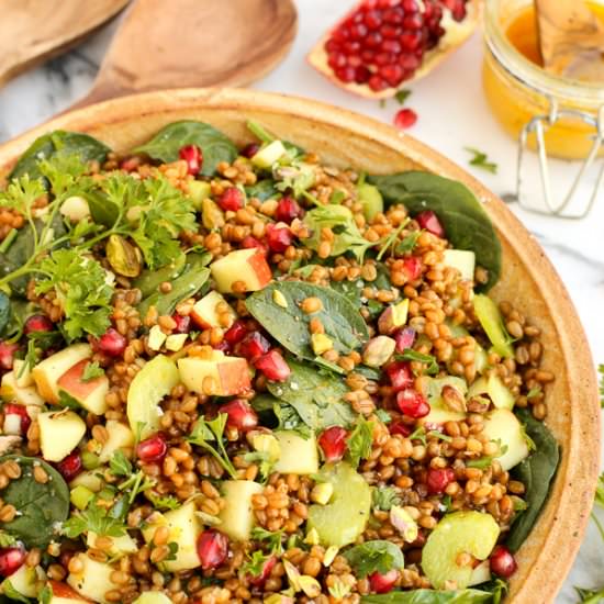 Wheat Berry and Spinach Salad