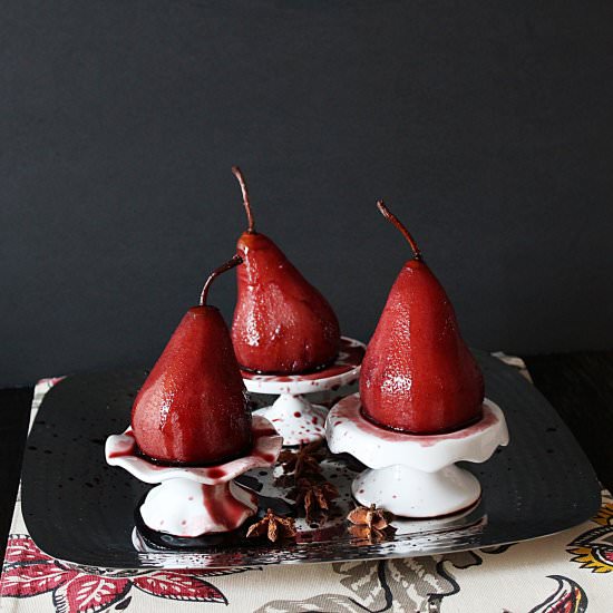 Red Wine Poached Pears