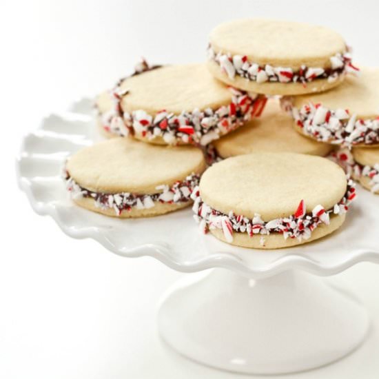 Peppermint Sugar Cookie Sandwiches
