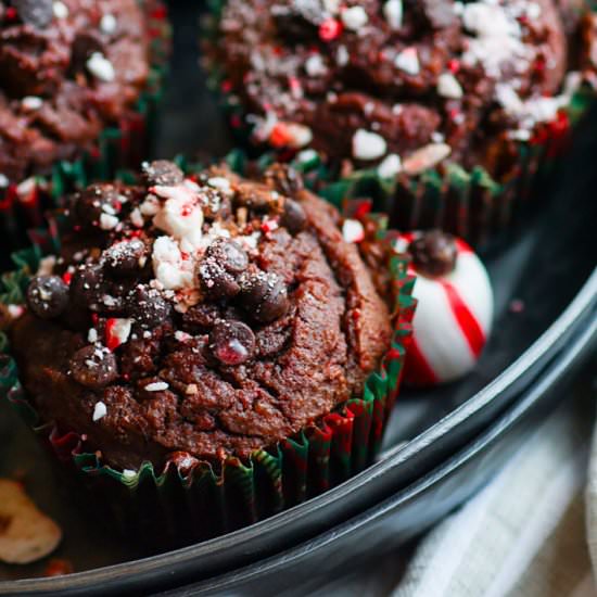 Dark Chocolate Peppermint Muffins